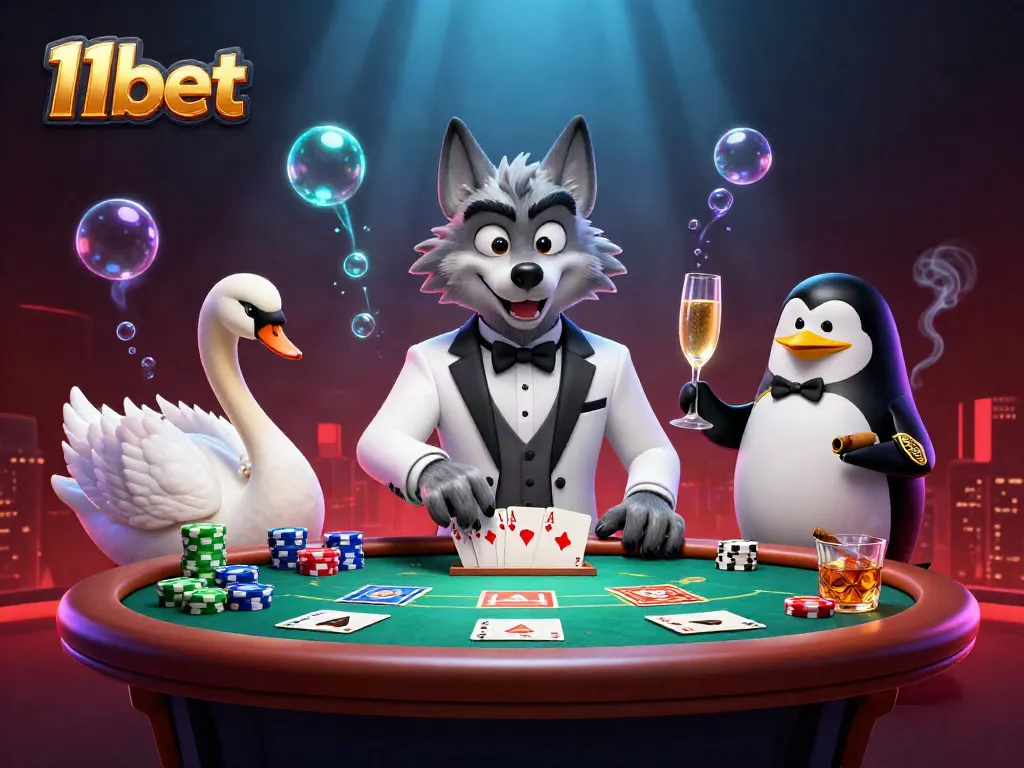 Experience thrilling games and entertainment at 11bet with elegant characters and vibrant casino elements.