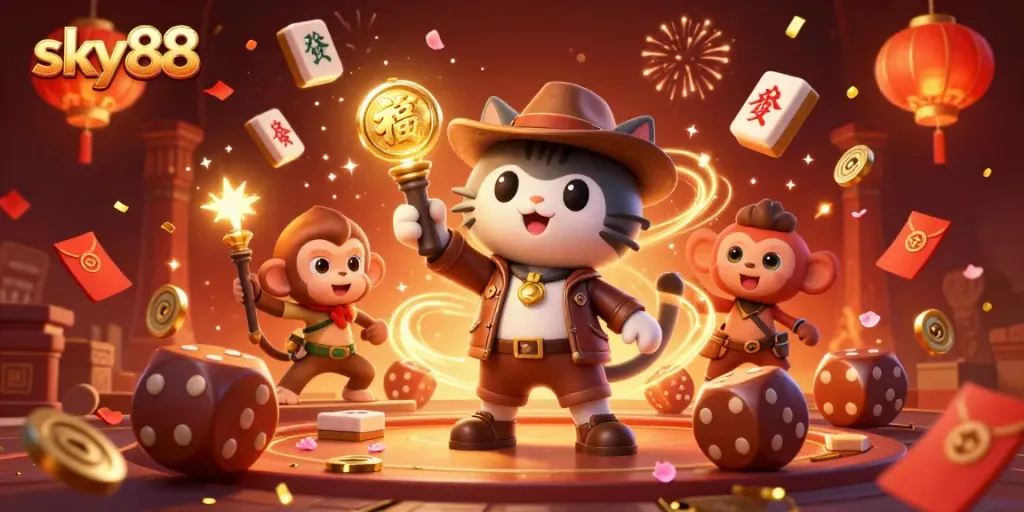Engage in thrilling gameplay at sky88 with dynamic casino elements and an adventurous theme.