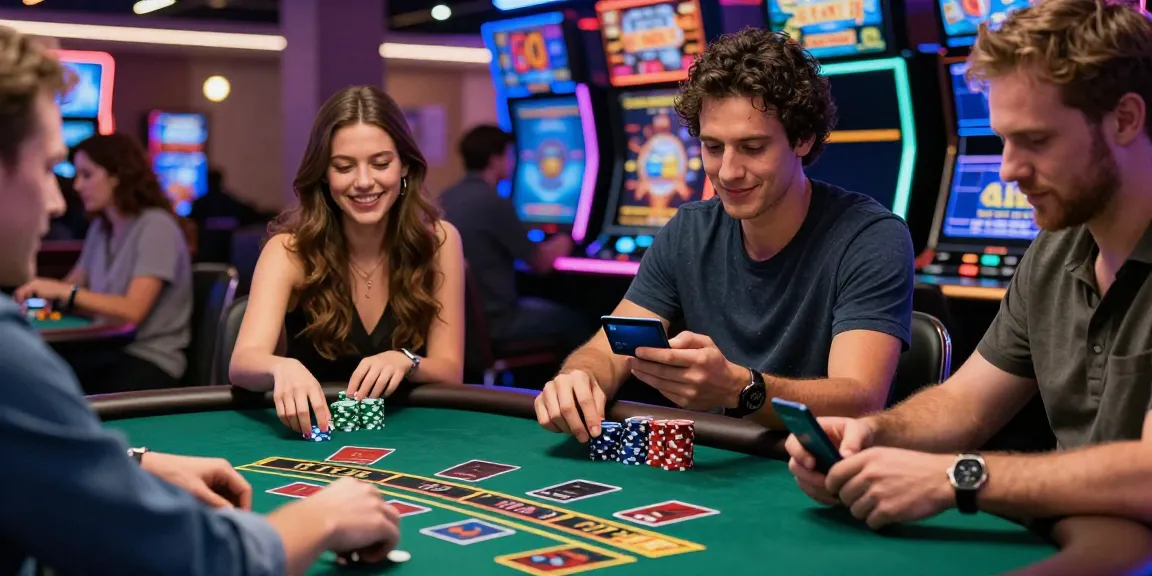 Players enjoying the best credit card casinos in a lively casino setting with vibrant lights and excitement.